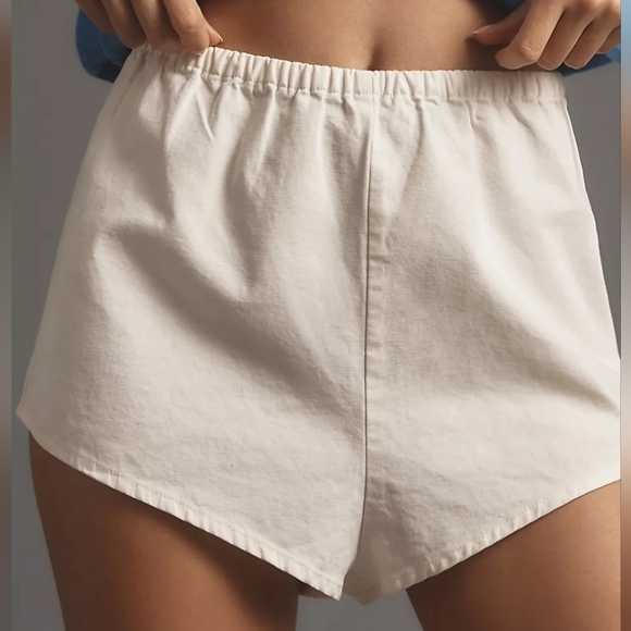 Anthropologie Linen Blend Micro Tap Shorts in Ivory NWT - Picture 8 of 16